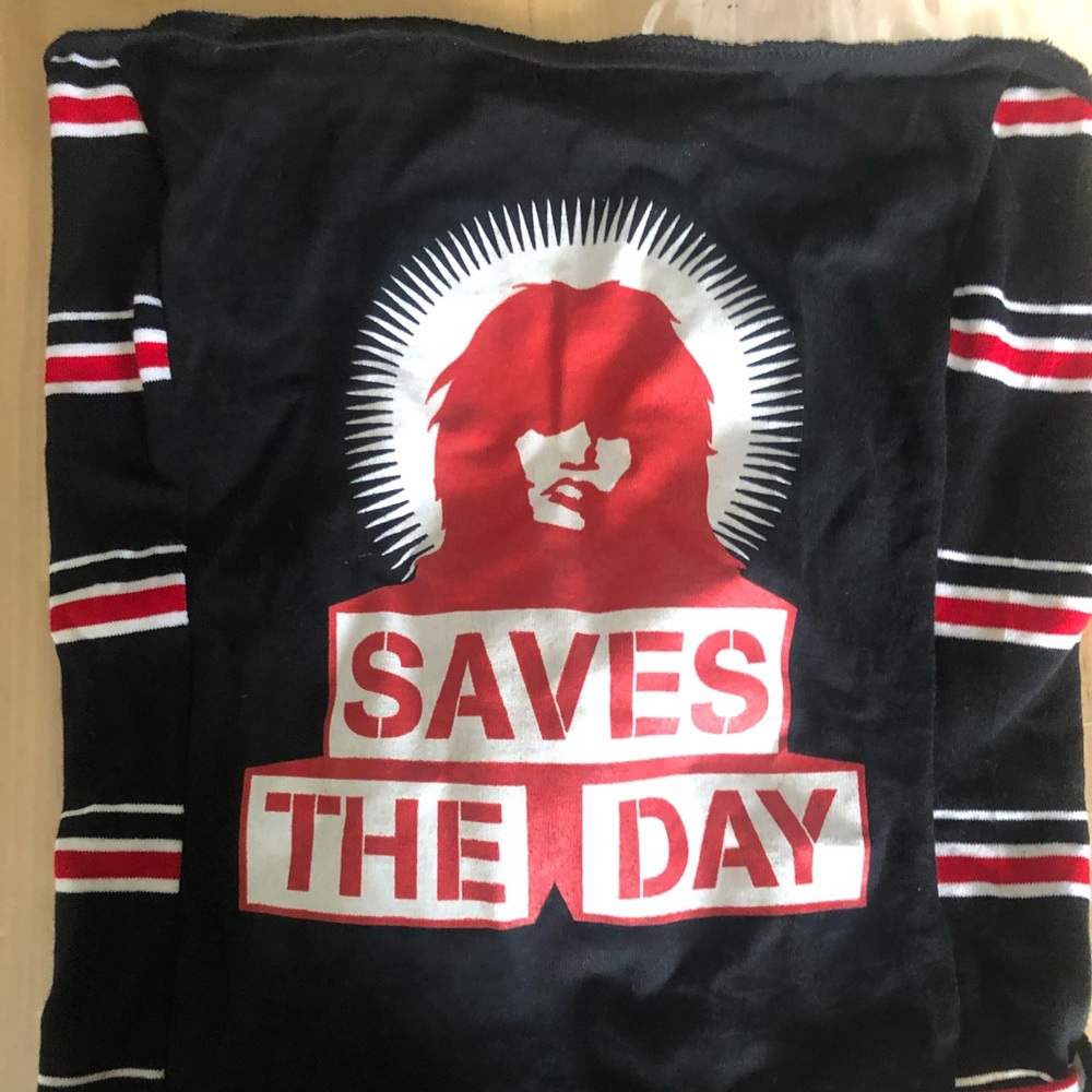 *Unique & vintage* Saves The Day punk emo rock band DIY adjustable tube crop top
